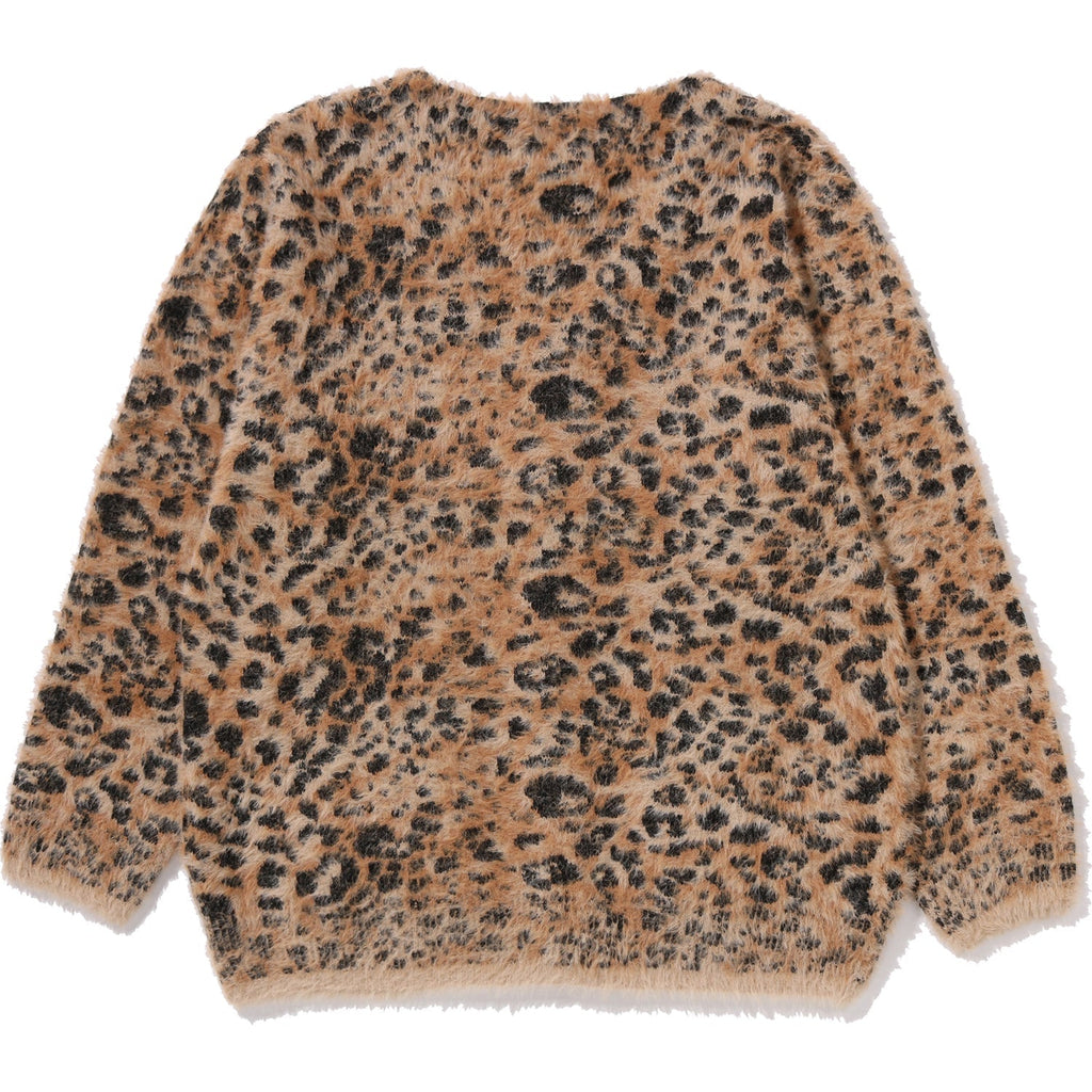 WILD LEOPARD PATTERN SHAGGY CARDIGAN MENS