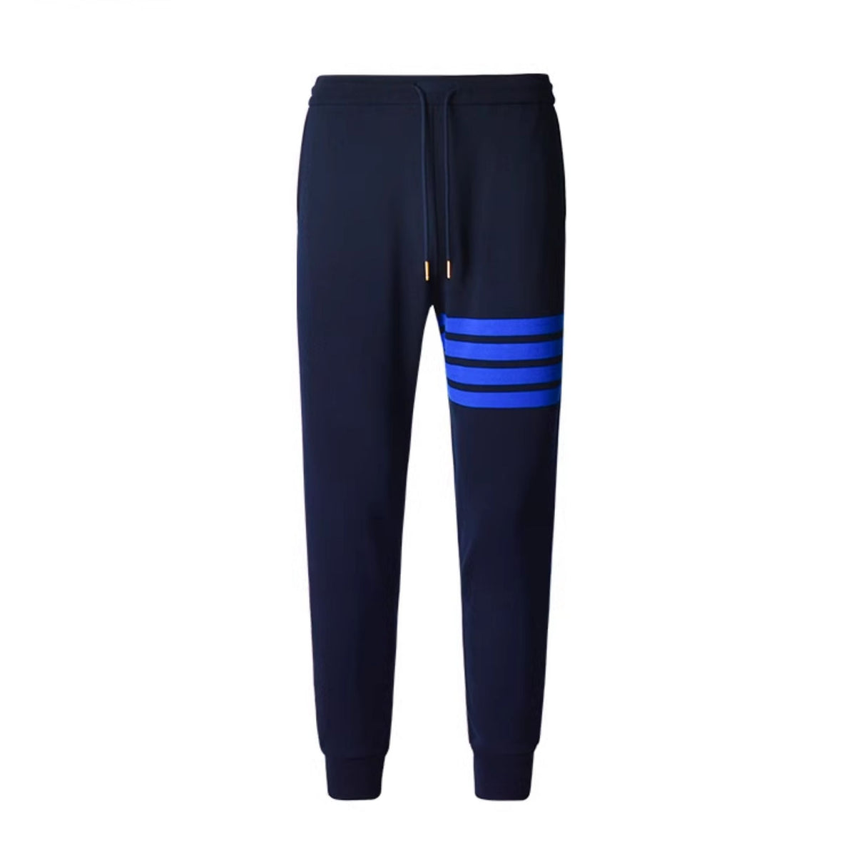 Thom Browne Style Men's Casual Sweatpants - Cotton Signature Four-Bar Detail