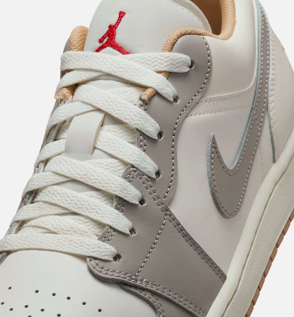 Air Jordan 1 Low - Men's Lifestyle Sneaker (Sail/Fire Red/College Grey/Hemp)