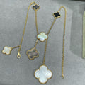 Van Cleef & Arpels CLOVER 6 MOTIF MOP ONYX GOLD NECKLACE