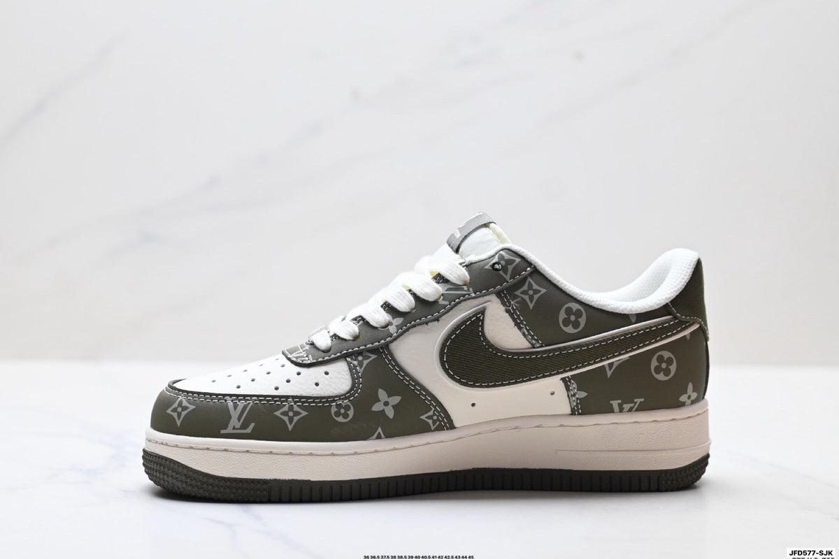 Nike Air Force 1 '07 LV8 Monogram Graphic Low-Top Sneakers – Olive/White
