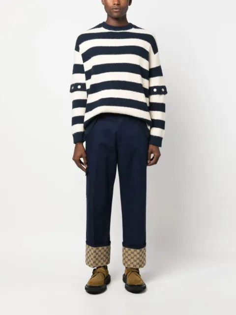 Gucci striped crew-neck brushed jumper