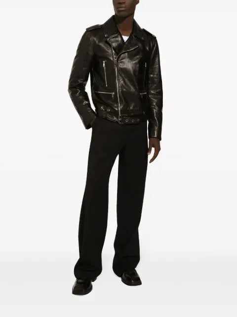 Dolce & Gabbana grained leather biker jacket