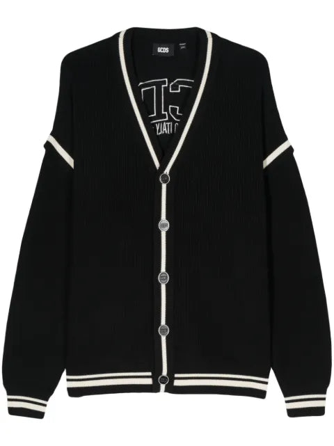 GCDS logo-embroidered cotton cardigan