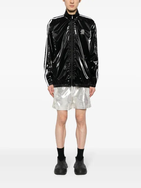 Doublet patent-finish track jacket