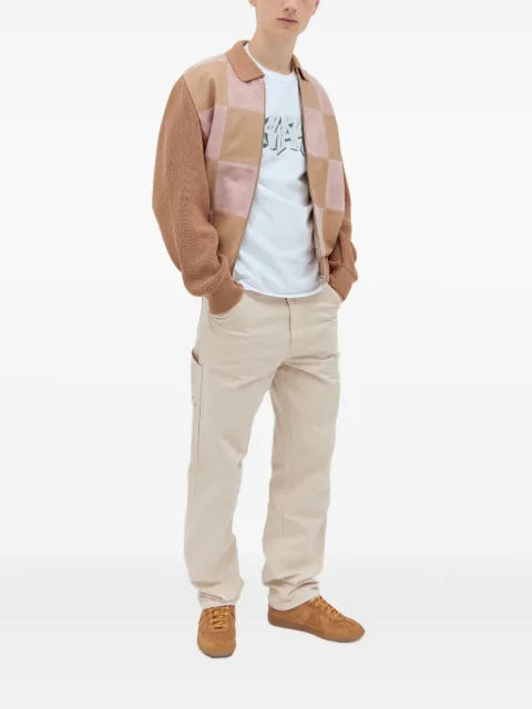 Awake NY knitted-panel suede jacket
