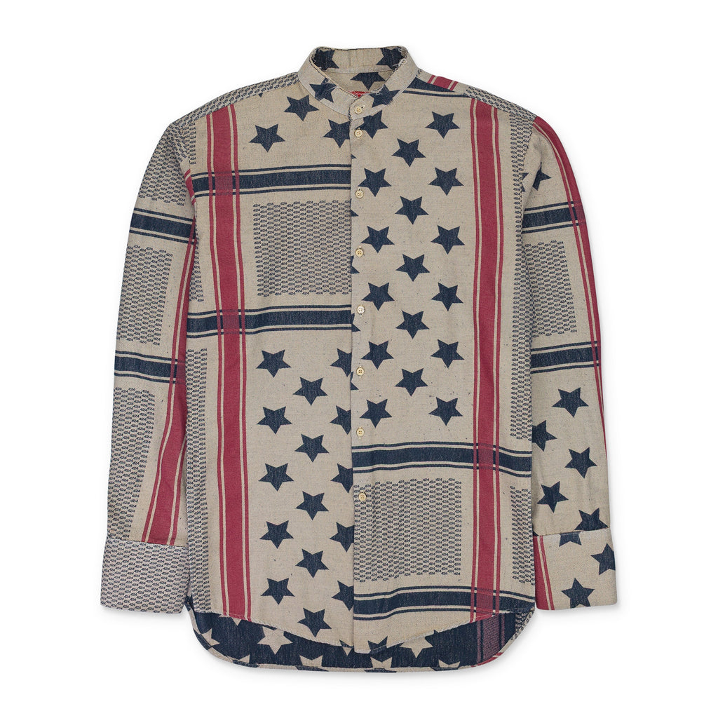 MULTI TUNIC AMERICAN FLAG BUTTON-DOWN SHIRT