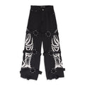 BLACK WINGED LOGO BONDAGE PANTS