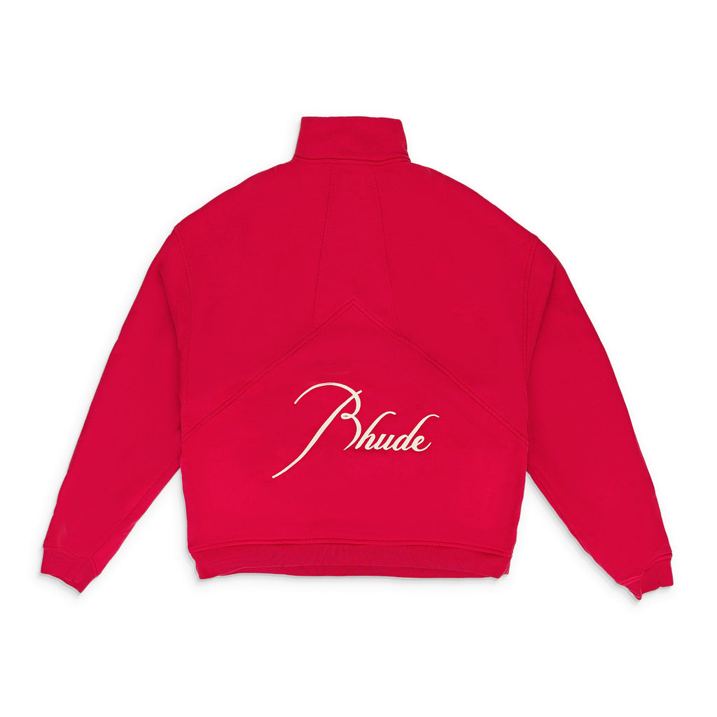 RED QUARTER ZIP SWEATER