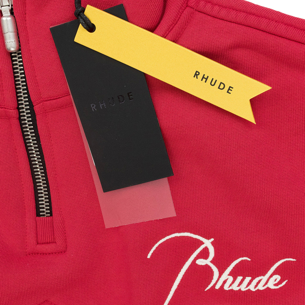 RED QUARTER ZIP SWEATER