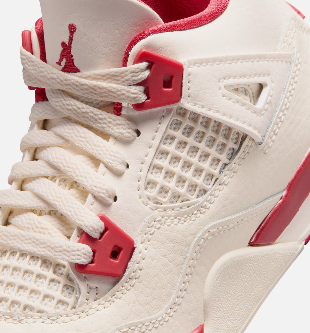 Air Jordan 4 Retro Valentine’s Day Preschool – Pale Ivory/Sierra Red/Tough Red