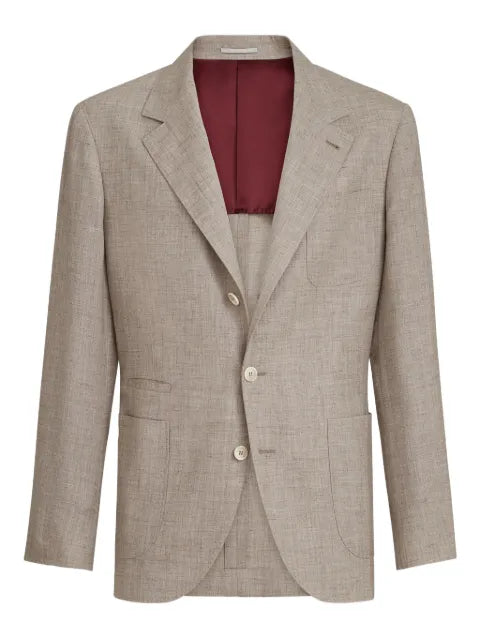 Brunello Cucinelli wool, silk and linen slubbed deconstructed blazer