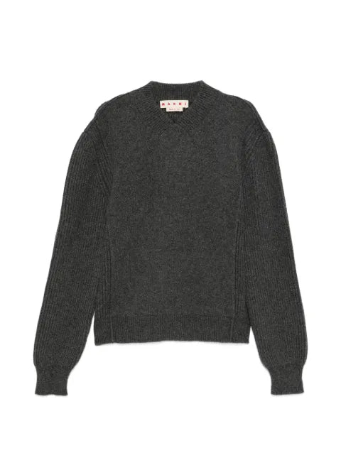 Marni logo-patch V-neck sweater