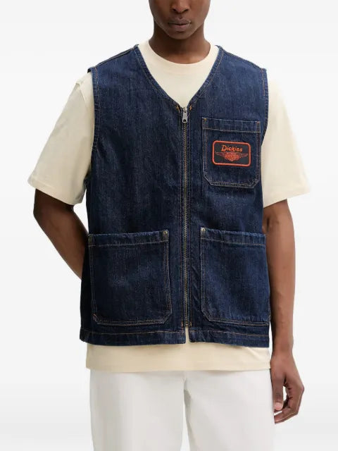 DICKIES logo-patch zip-up gilet