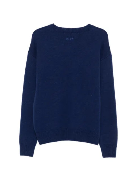 MSGM intarsia-knit logo-embroidered sweater