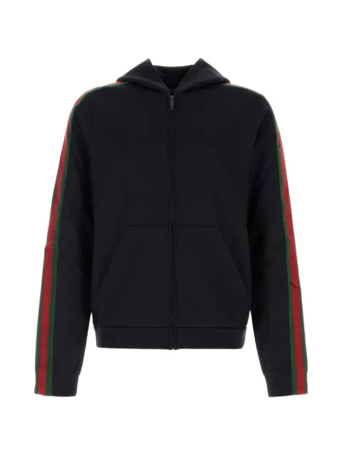 Gucci silk cotton jersey zip jacket with web