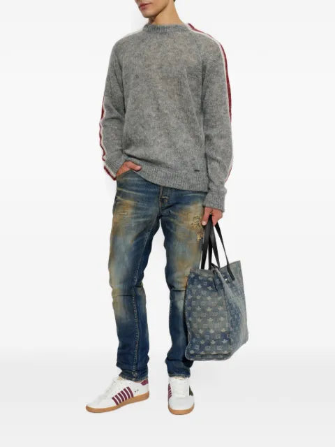 DSQUARED2 side-stripe raglan-sleeve sweater