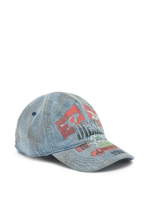 Diesel denim baseball cap with concert graphic