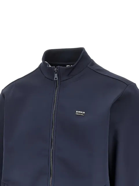 Ea7 Emporio Armani logo-plaque zip-up jacket