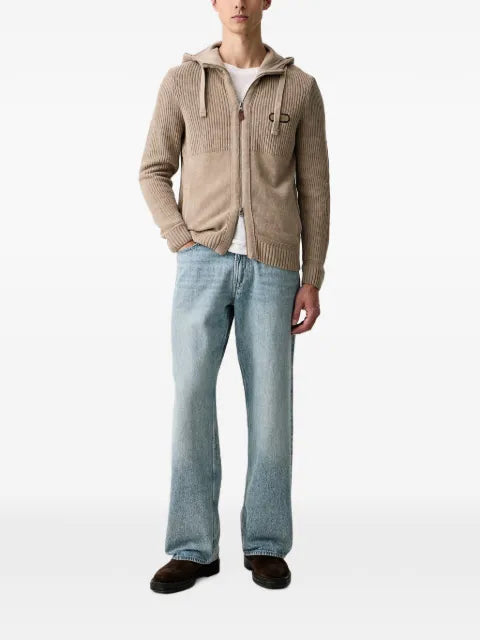 Aeronautica Militare zip-up panelled hoodie