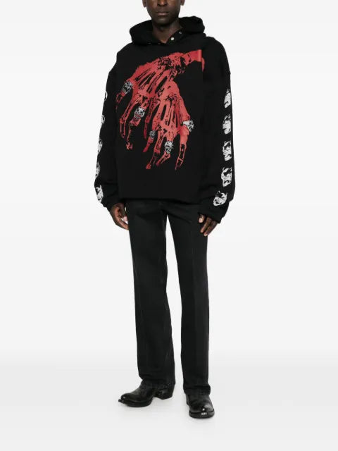 THUG CLUB graphic-print snap-button hoodie