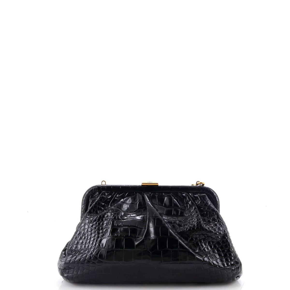 Cloud Clutch Crocodile Embossed Leather Large
