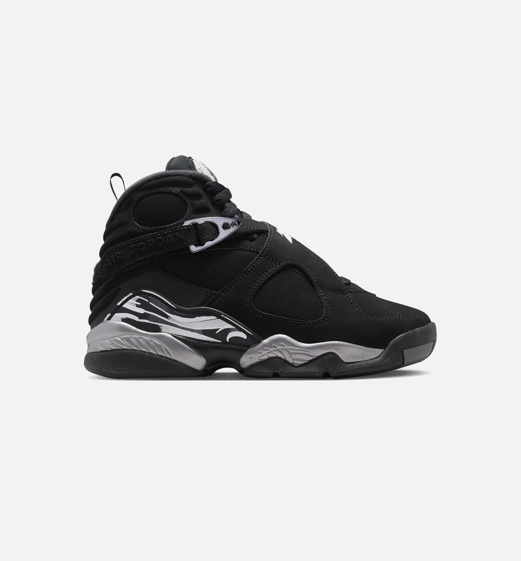 Air Jordan 8 Retro Chrome Big Kids' Sneakers - Black / White / Light Graphite