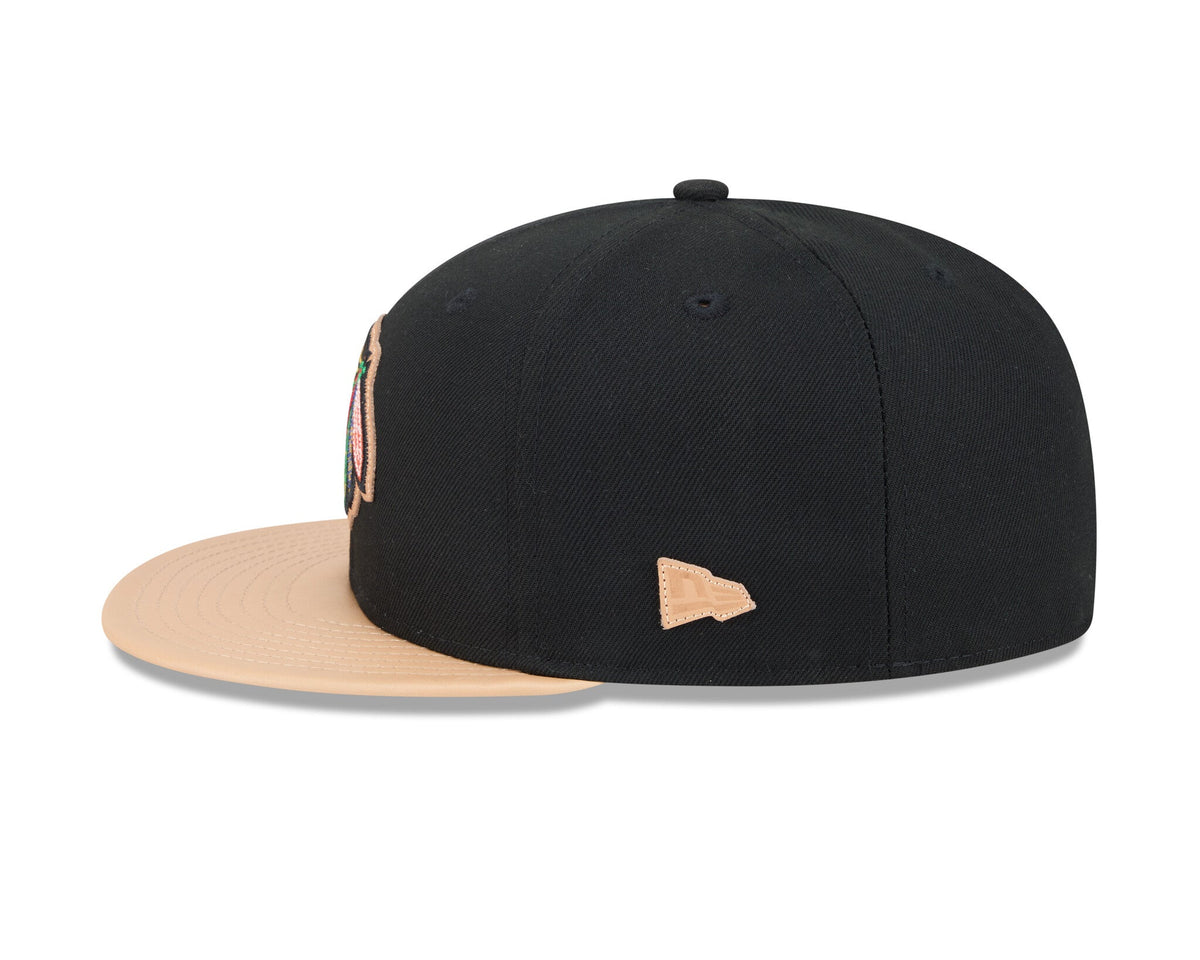 New Era 5950 Chicago Blackhawks Leather Visor Fitted Hat
