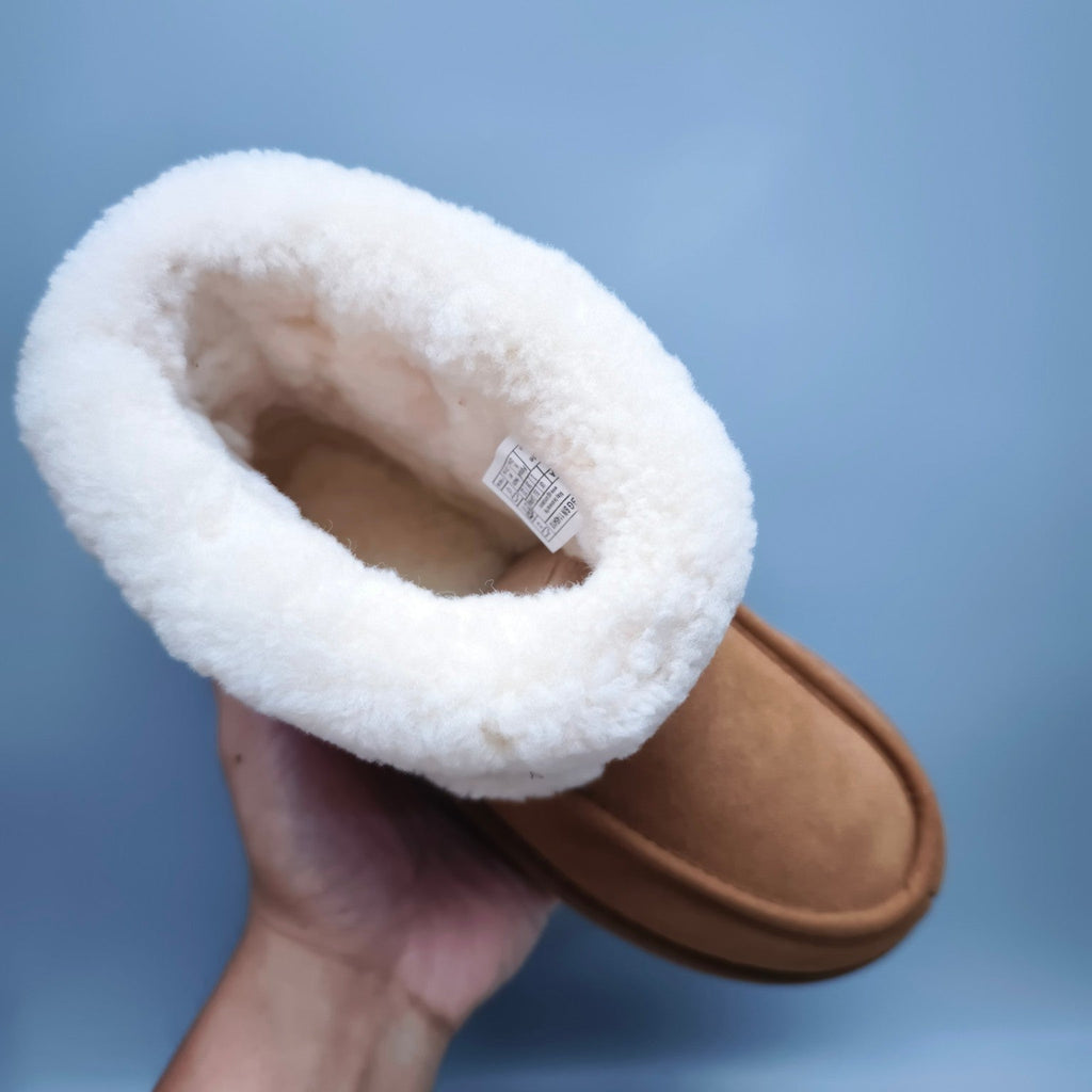 Chestnut Curly Fur Big Logo Mid-Top Trendy Boots — New Arrival | In Stock
