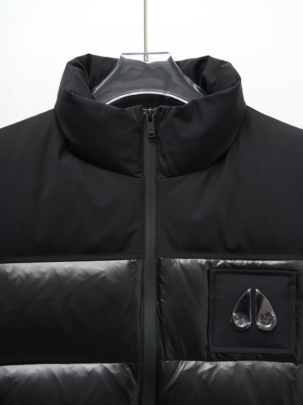 Moose Knuckles Black Stand-Collar Puffer Vest with Chest Logo