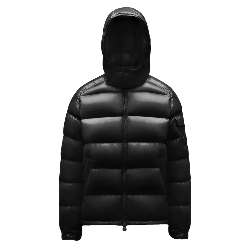 Moncler Maya Hooded Down Jacket – Iconic Glossy Black Puffer