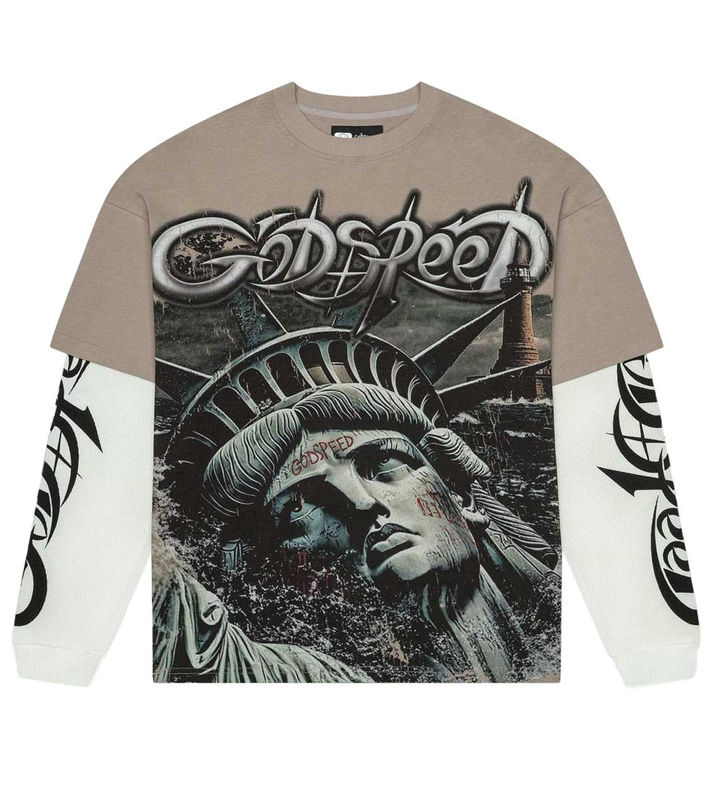 Godspeed Sunken Liberty 2 Layered Tee Stone Grey