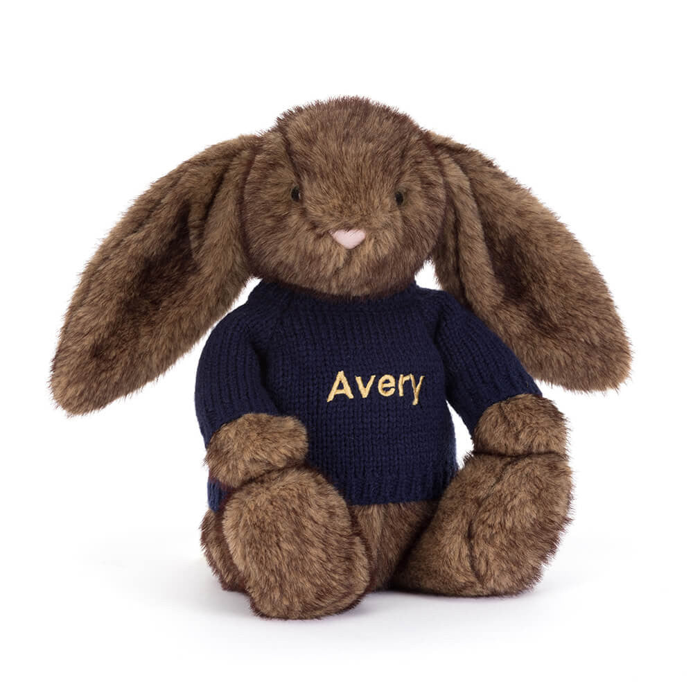 Hoppleston Luxe Bunny with Personalized Navy Jumper