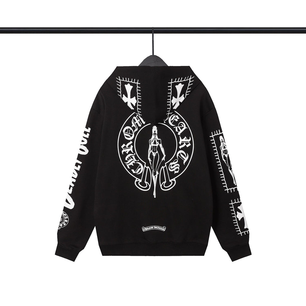 Chrome Hearts Multi‑Cross Sanskrit Graphic Oversized Hoodie Streetwear