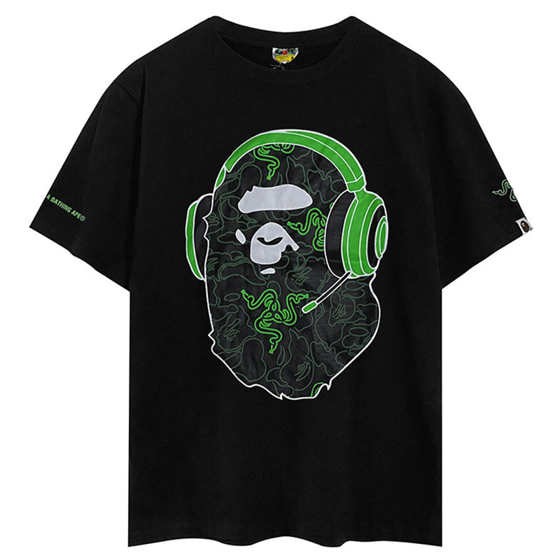BAPE x Razer Headphones Ape Head Men's T-Shirt - Black