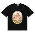 Rhude Chateau Rhude Vintage Wine Label Black Oversized T‑Shirt
