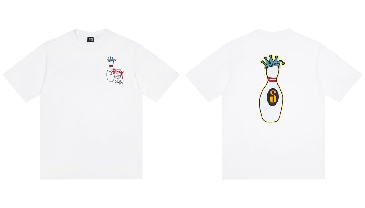 Stussy King Pin Bowling Front And Back Graphic Short Sleeve Tee
