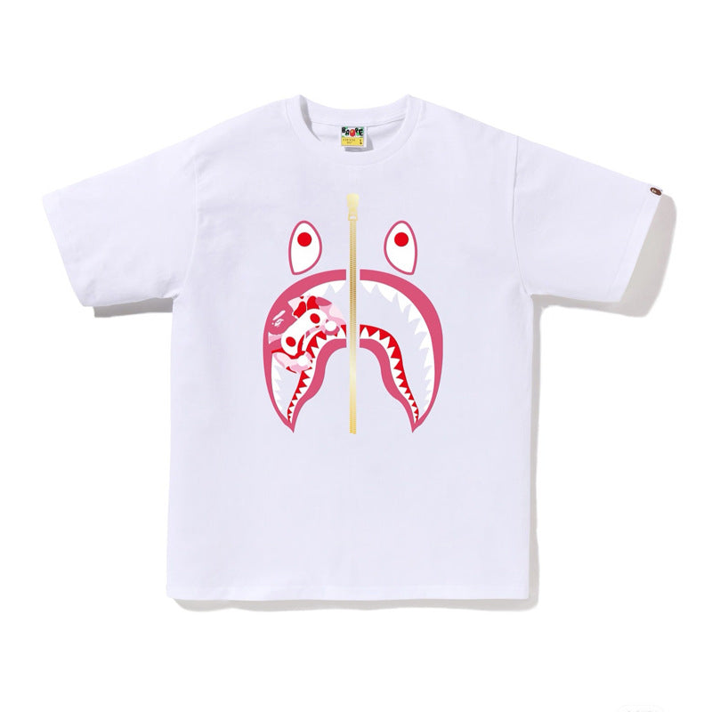 BAPE Ape Head Shark Print Unisex Casual T-Shirt