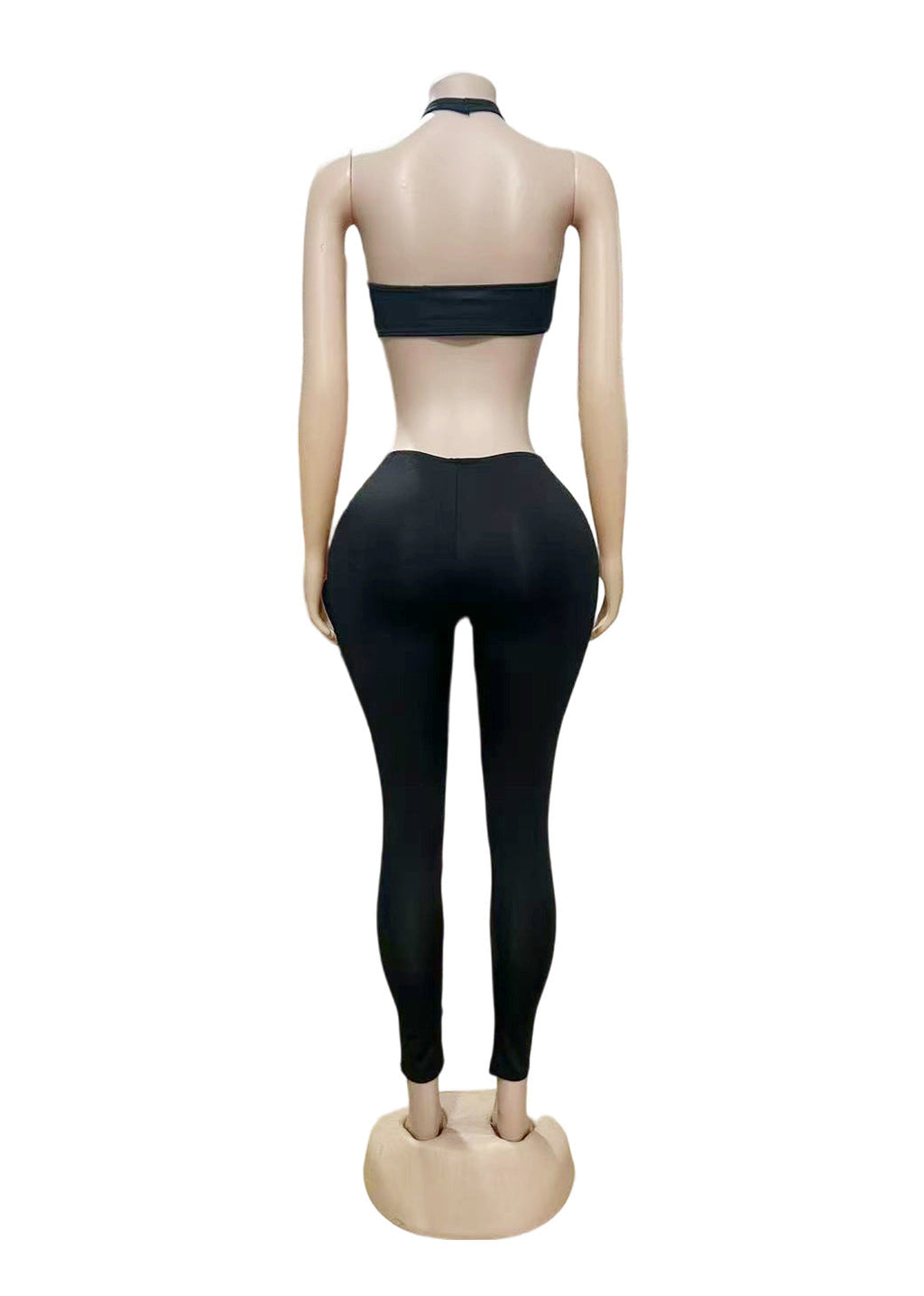 NiiHAi Cutout Halter Crop Top High Waist Leggings 2 Piece Set Women