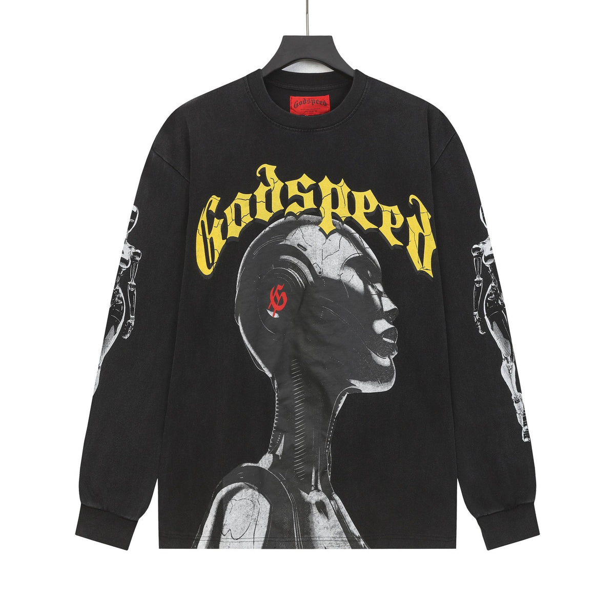 Godspeed Washed Black Rock Graphic Long-Sleeve T-Shirt