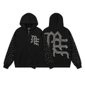 MIXED EMOTION Rhinestone Graphic Zip Hoodie