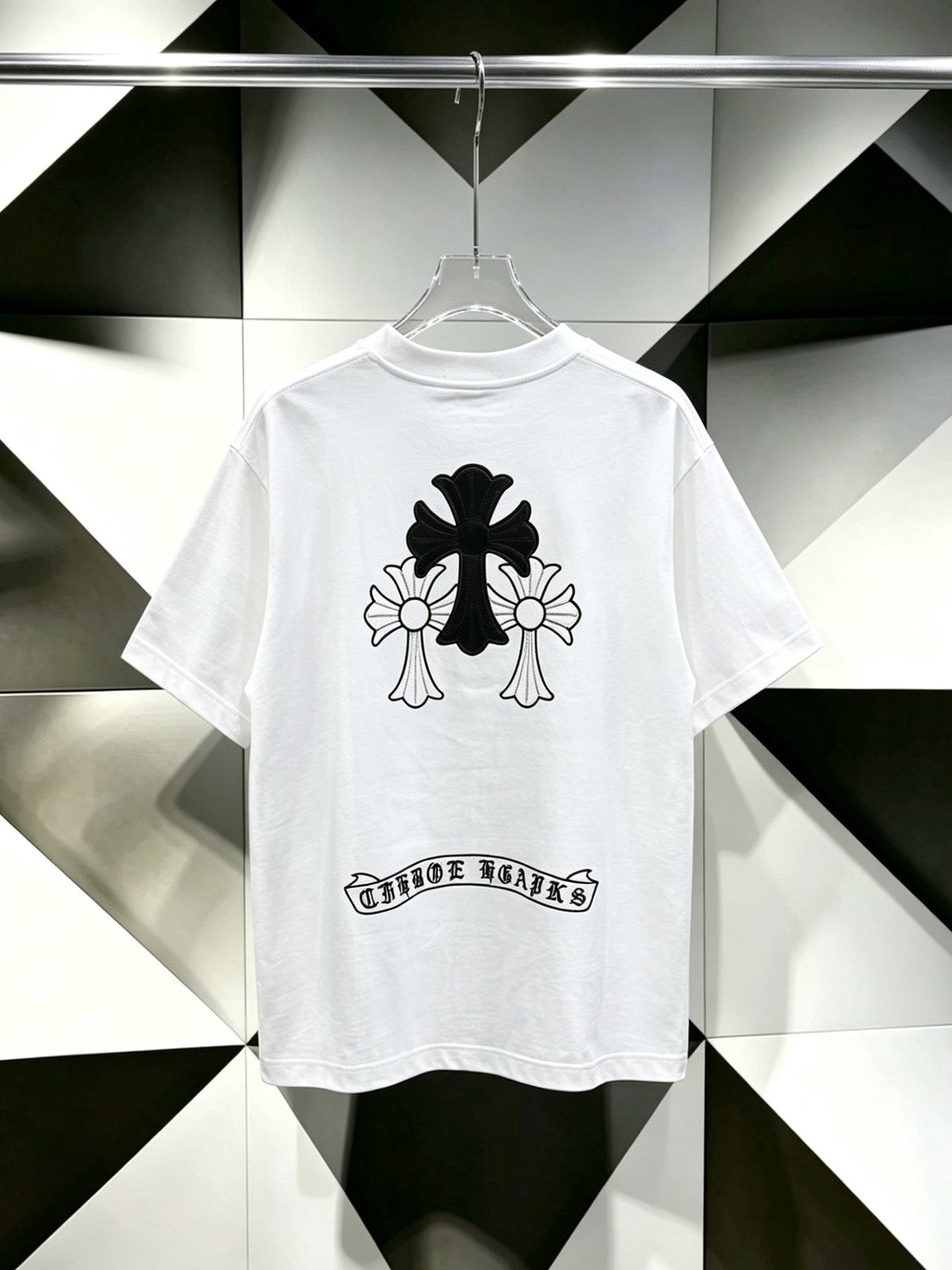Chrome Hearts Cross & Floral Embroidered T-Shirt