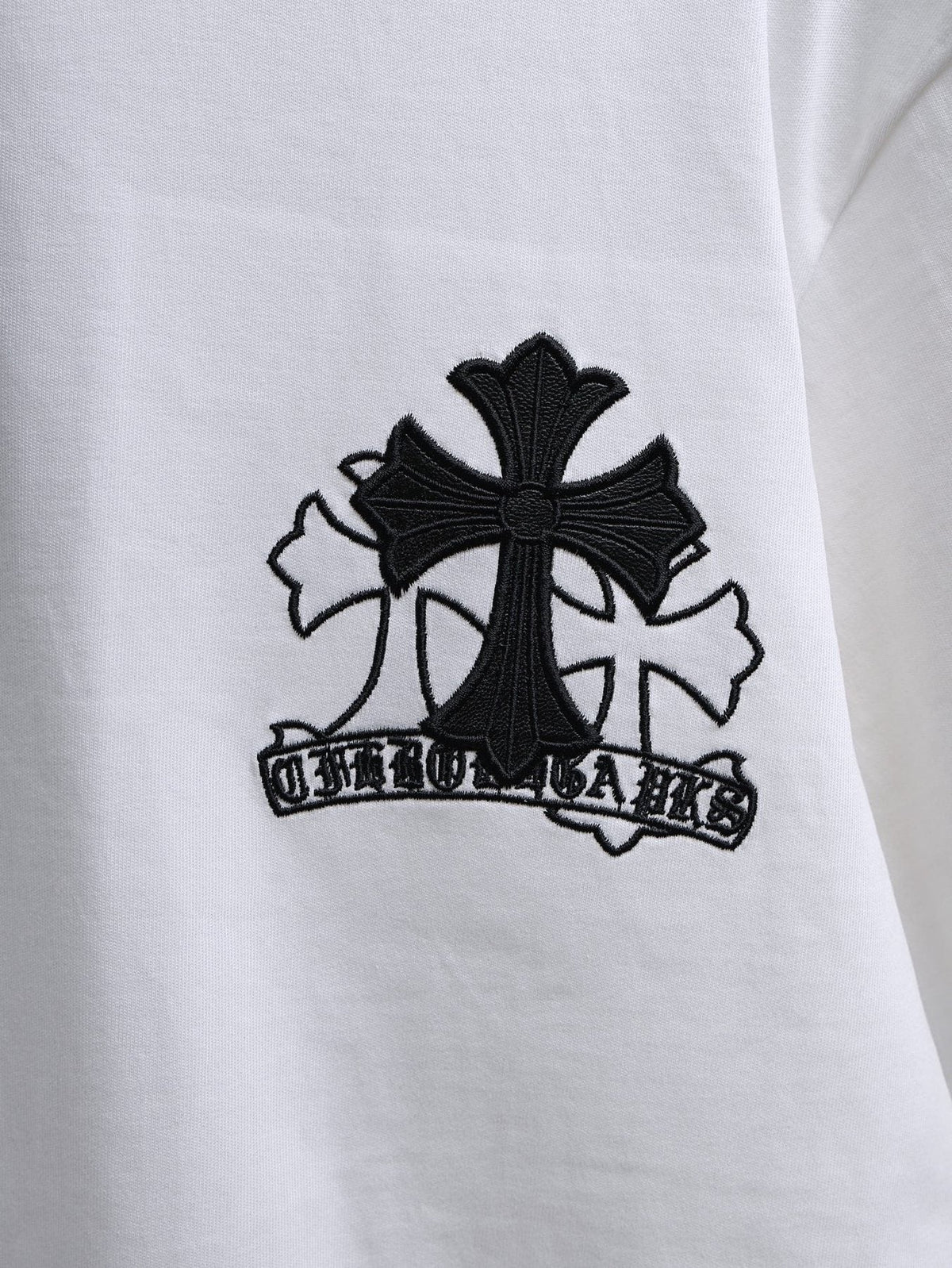 Chrome Hearts Cross & Floral Embroidered T-Shirt