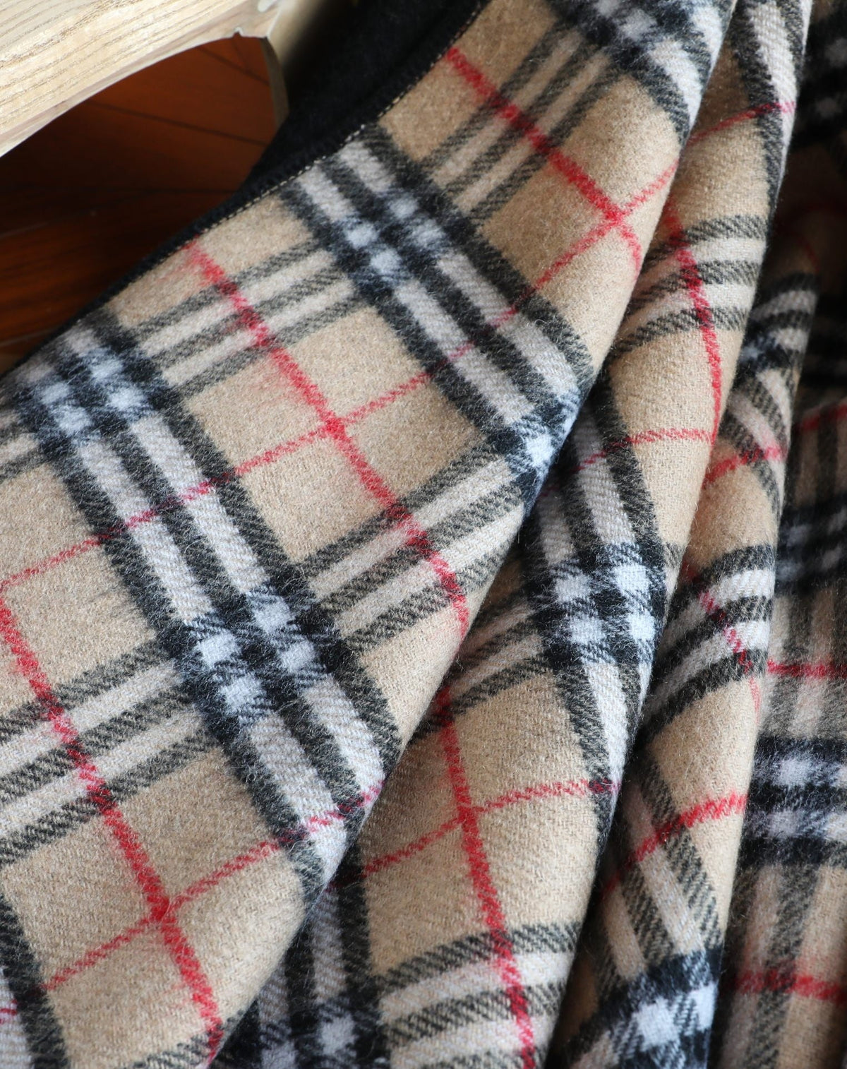 Burberry Style Reversible Plaid Cape Scarf