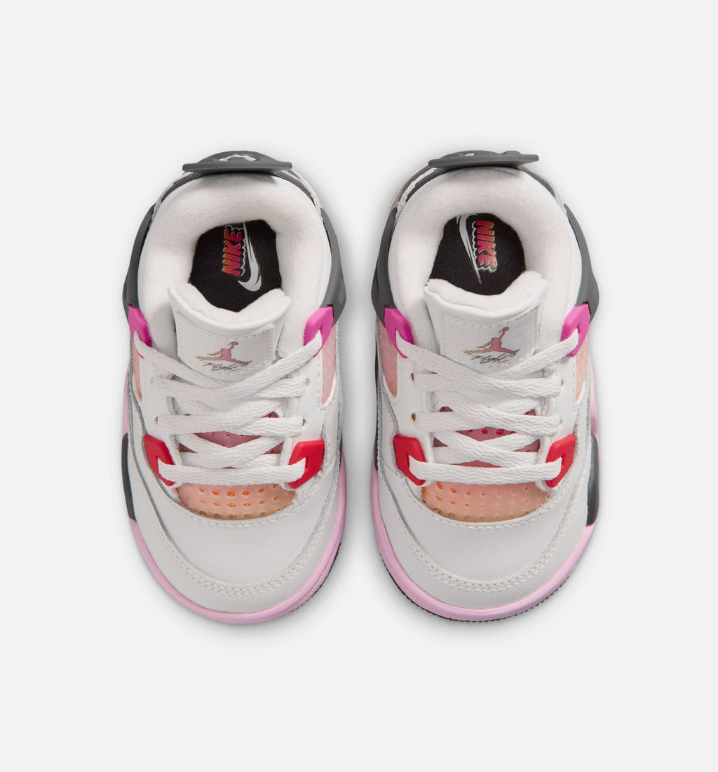 Air Jordan 4 Retro Comic Infant & Toddler Lifestyle Shoes - Off White/Fire Pink/Anthracite