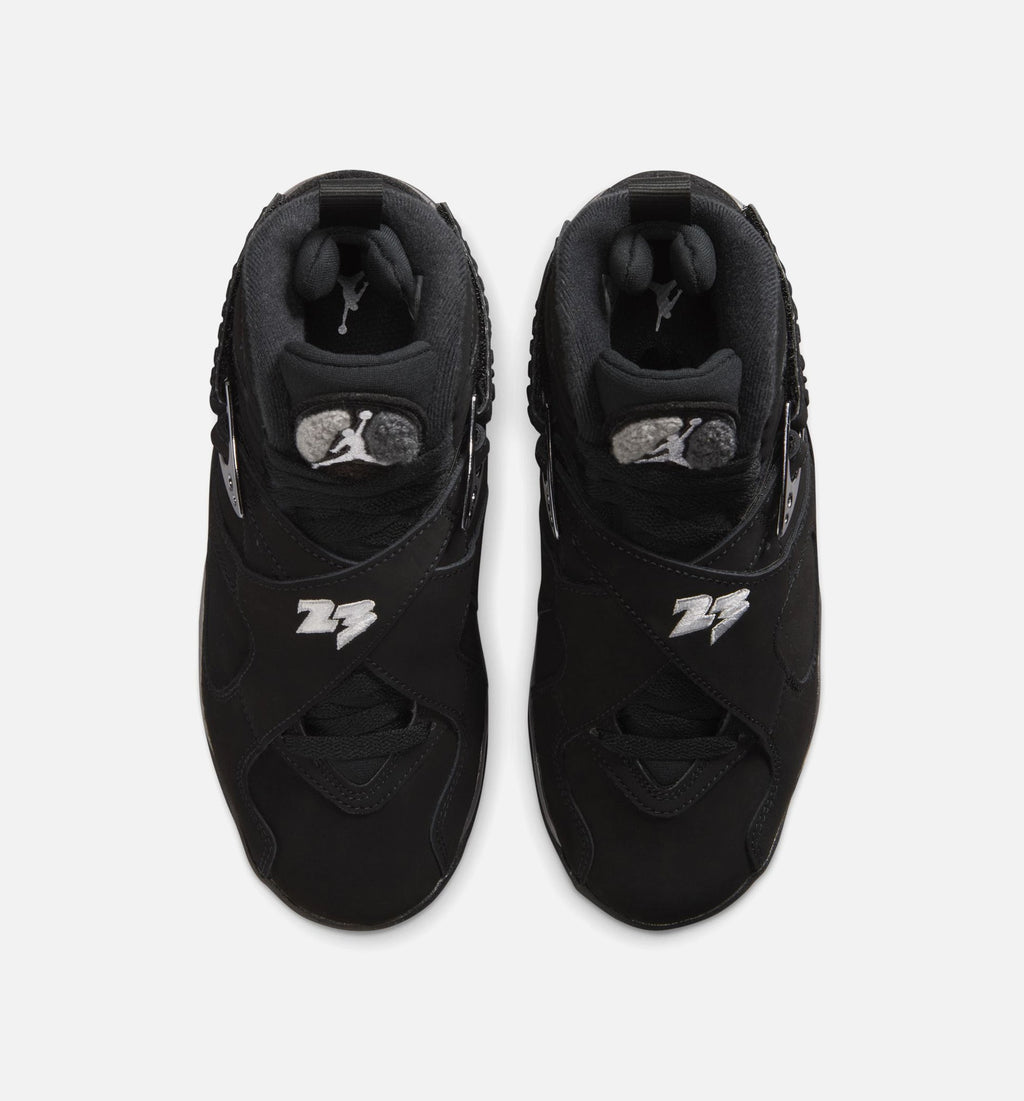 Air Jordan 8 Retro Chrome Big Kids' Sneakers - Black / White / Light Graphite