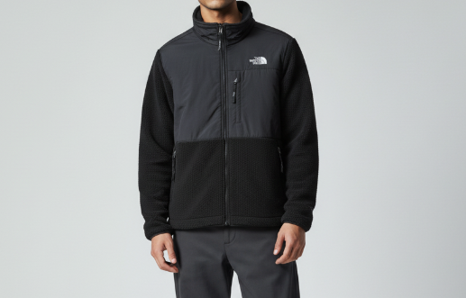 The North Face Black Panelled Stand-Collar Fleece Jacket