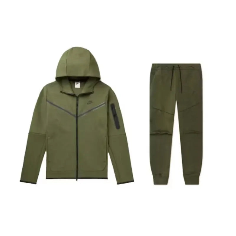 Nike Sportswear Tech Fleece Full Zip Hoodie & Joggers Set Rough Green and Black