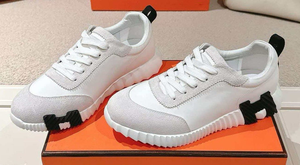 Men's White and Gray Low-Top Sneakers