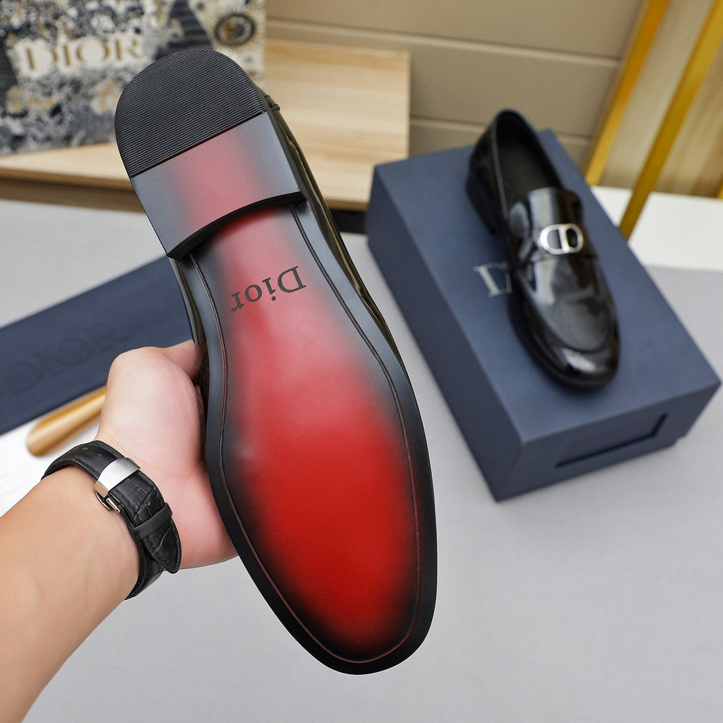 Dior Black Glossy Hardware Loafers